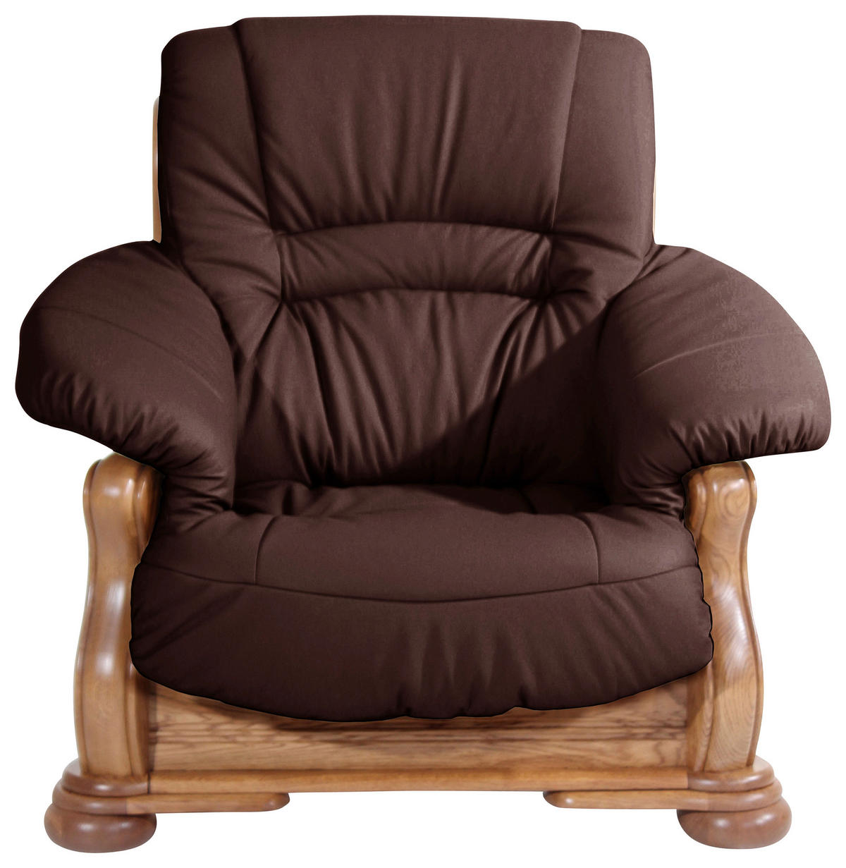 SESSEL in Echtleder Dunkelrot  - Eichefarben/Dunkelrot, Lifestyle, Leder/Holz (104/95/95cm) - Max Winzer
