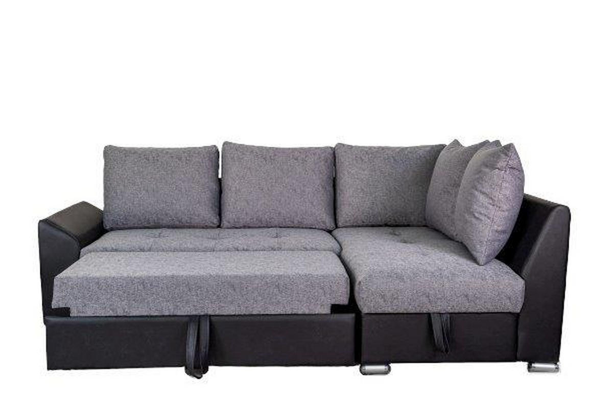 SJEDEĆA GARNITURA drvo, tekstil, drvni materijal  siva, crna   - siva/crna, Design, drvni materijal/drvo (240/150cm)