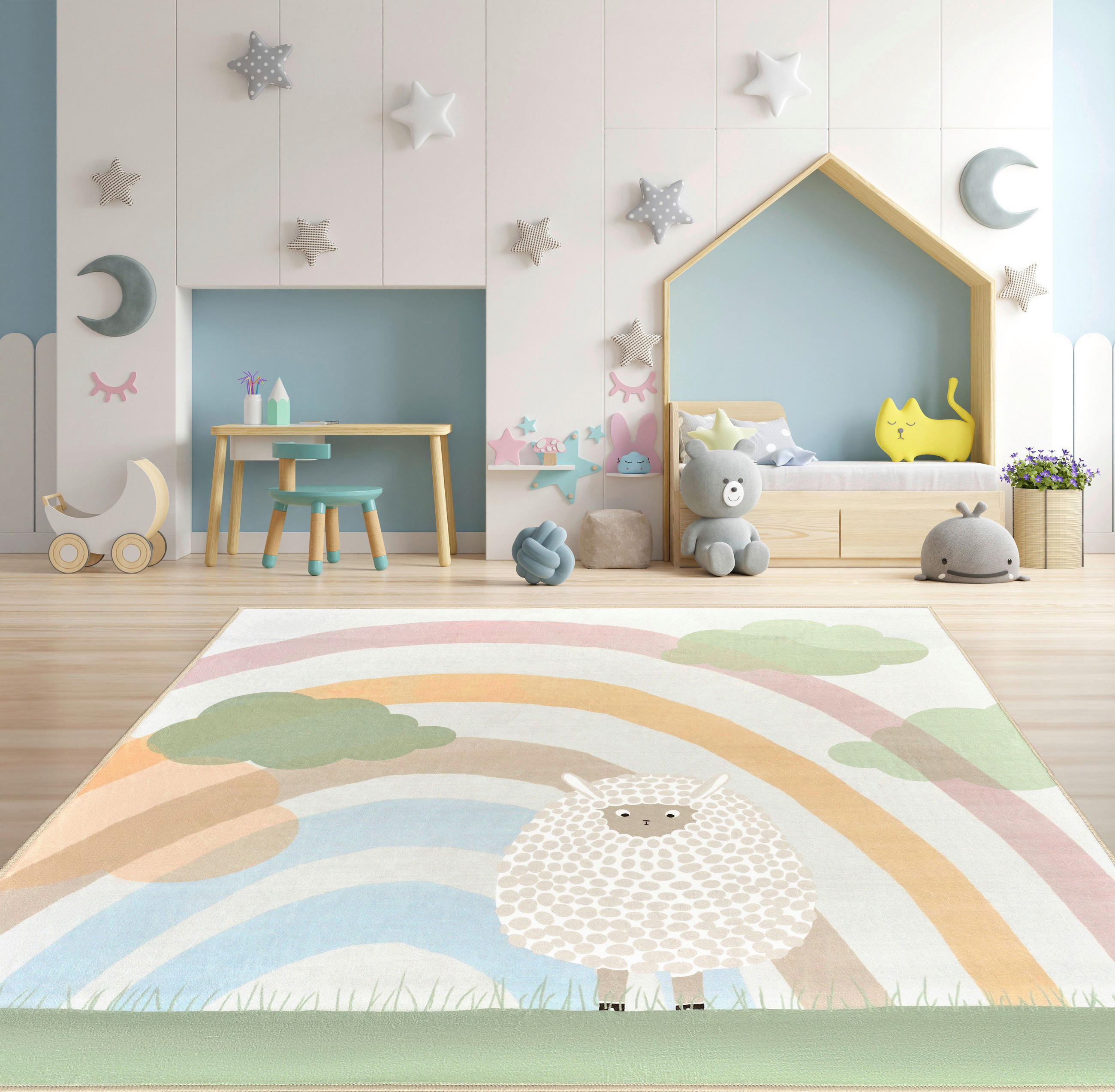 KINDERTEPPICH 120/120 cm LIVING-KIDS  - Multicolor/Hellgrün, Design, Kunststoff/Textil (120/120cm) - Lindorug