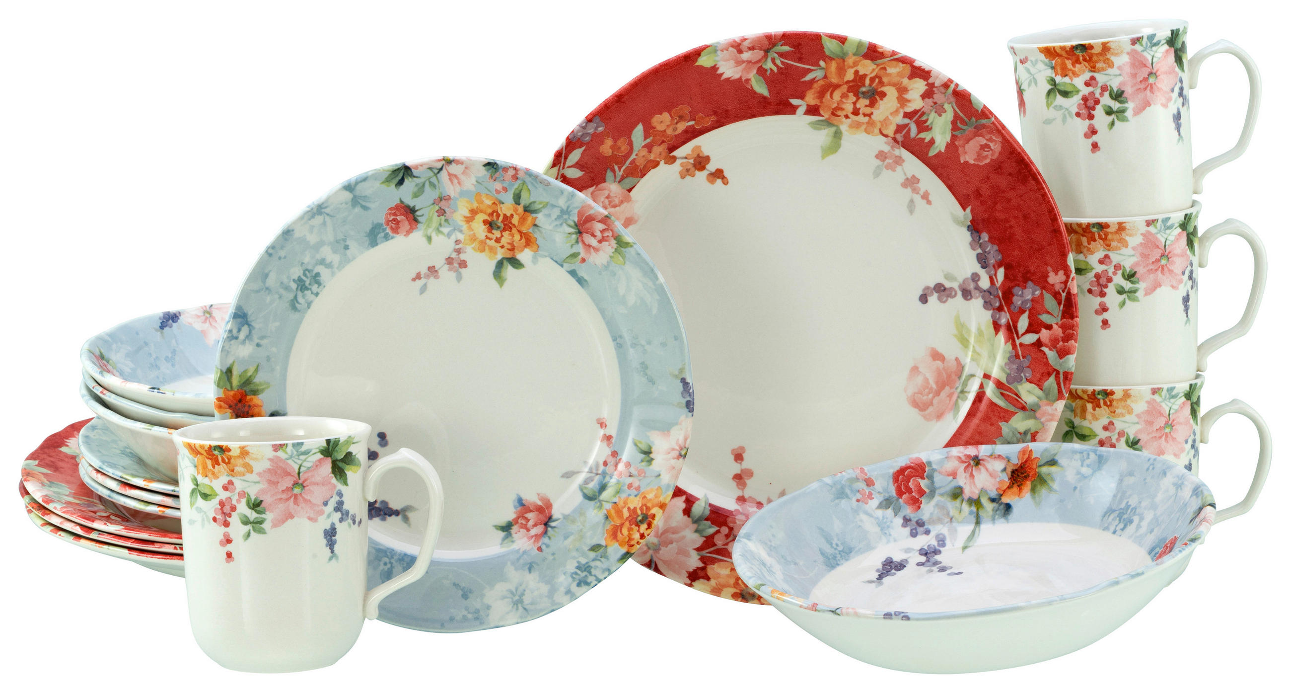 KOMBINOVANÁ SOUPRAVA, 16dílné, kamenina - vícebarevná, keramika (44/27/40cm) - Creatable