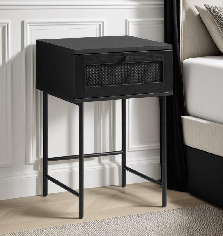 SIDOBORD i trämaterial  - svart, Trend, metall/trämaterial (45/70/45cm) - Best Price