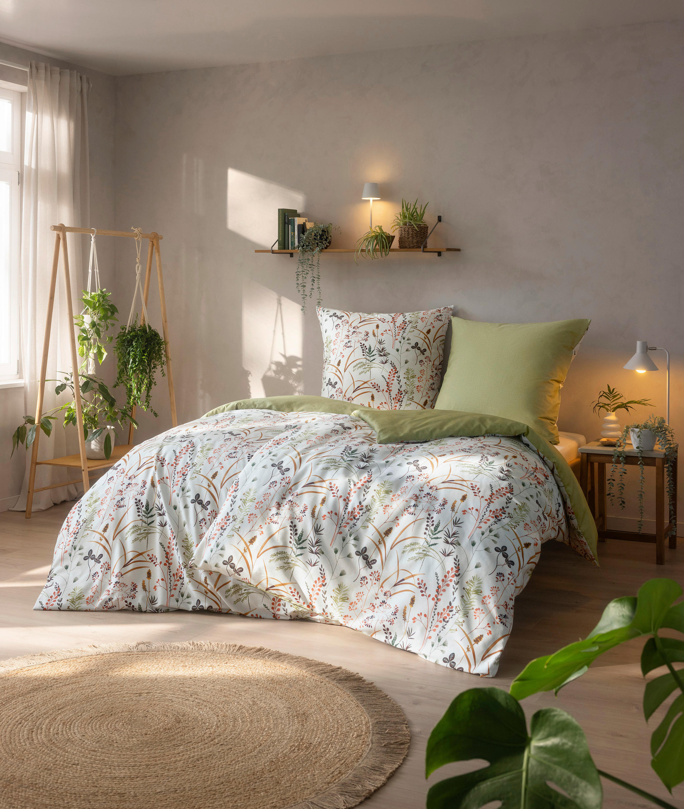 BETTWÄSCHE Natürlich Estella Makosatin 135/200 cm  - Hellgrün, Design, Textil (135/200cm) - Estella