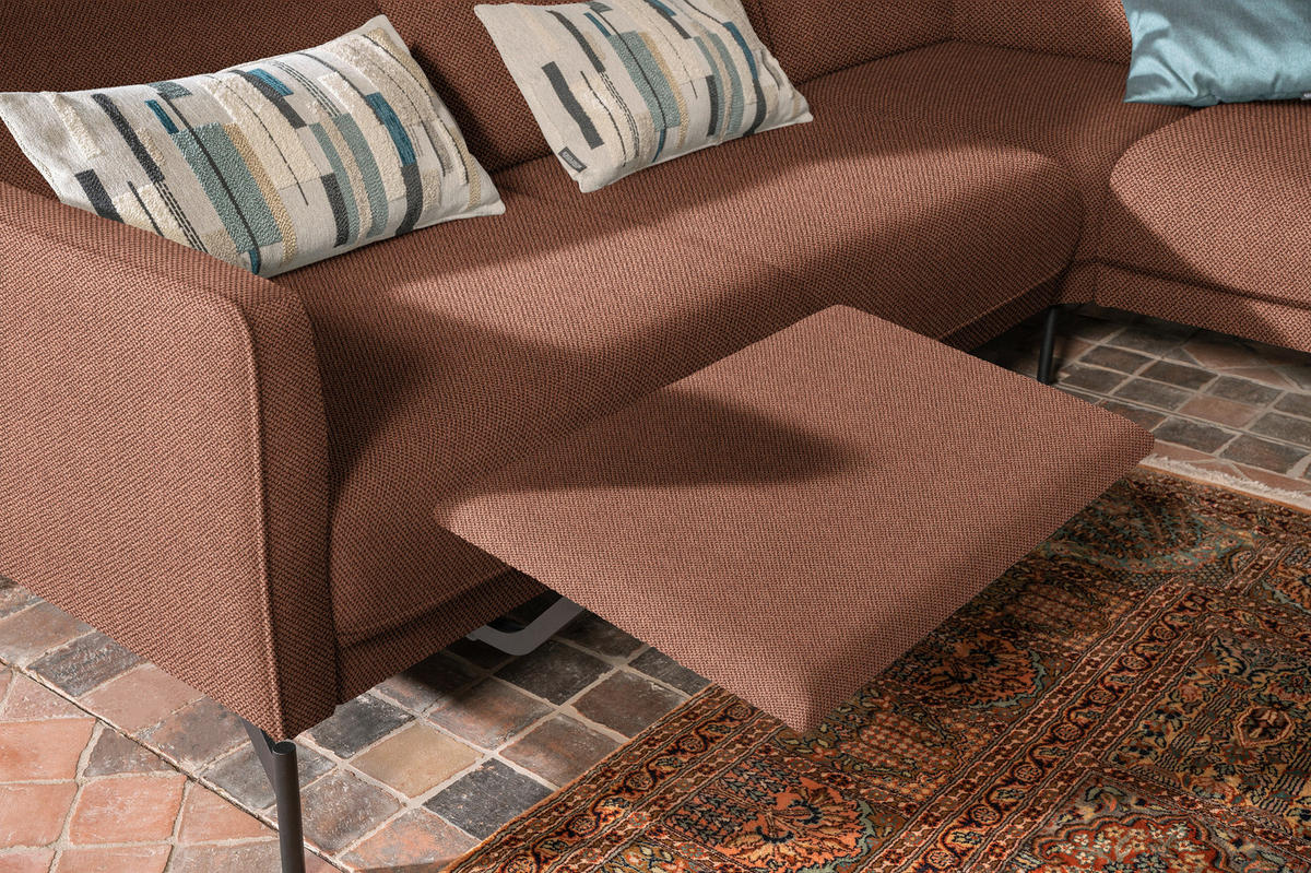 ECKSOFA Nova in Flachgewebe, Struktur Rostfarben  254/230 cm  - Rostfarben/Anthrazit, Design, Textil/Metall (254/230cm) - Johann Jakob