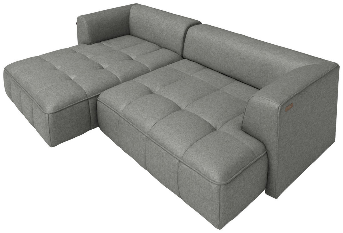 ECKSOFA Webstoff Grau  - Schwarz/Grau, Design, Kunststoff/Textil (188/288cm) - Welnova