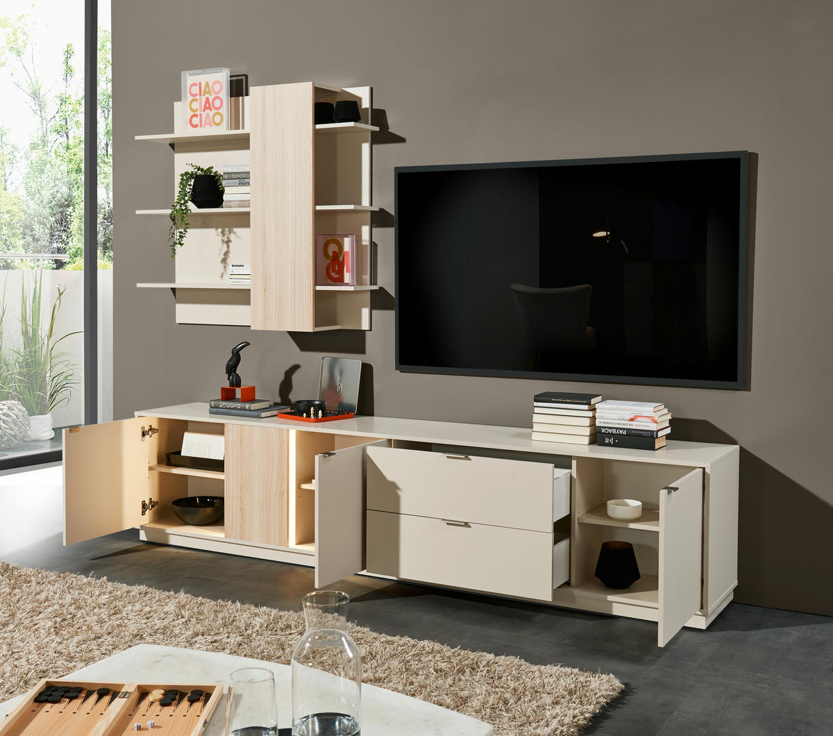 SIDEBOARD  in 193/83/40 cm  - Kaschmir/Silberfarben, Design, Holzwerkstoff/Kunststoff (193/83/40cm) - MID.YOU
