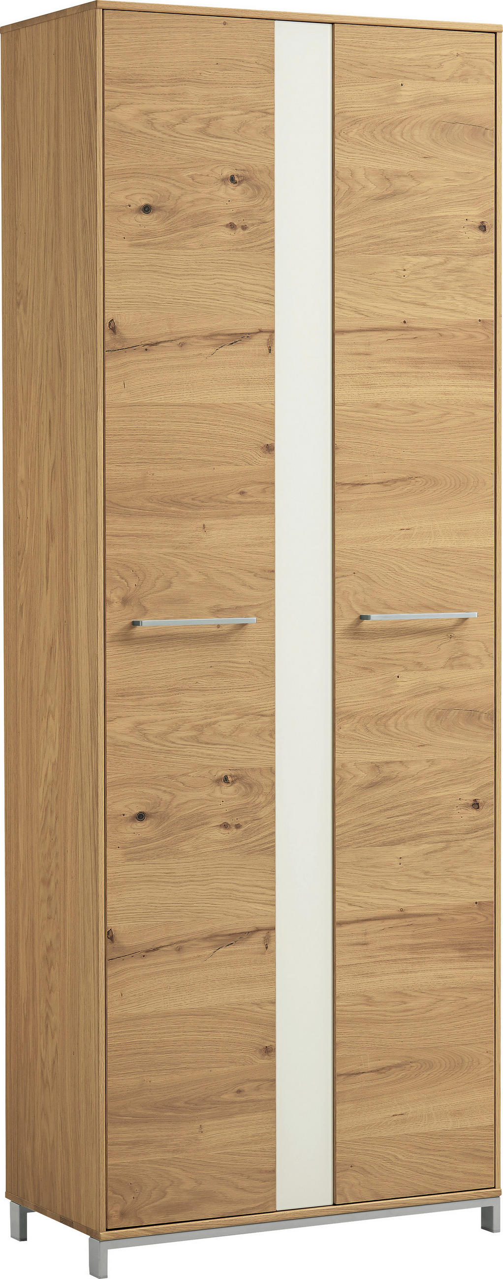 GARDEROBENSCHRANK 72/195/37 cm - Edelstahlfarben/Eichefarben, Design, Glas/Holz (72/195/37cm)