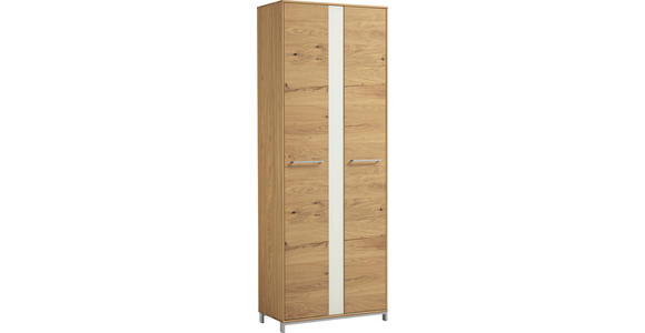 GARDEROBENSCHRANK in 72/195/37 cm - Edelstahlfarben/Eichefarben, Natur, Glas/Holz (72/195/37cm) - Novel