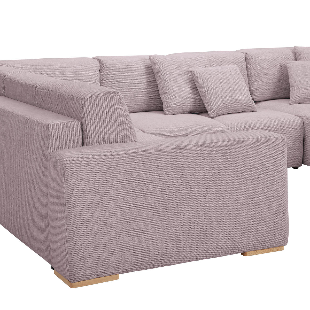 WOHNLANDSCHAFT in Flachgewebe Altrosa  - Buchefarben/Schwarz, Konventionell, Holz/Kunststoff (283/371/208cm) - Livetastic