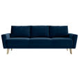 SCHLAFSOFA Samt Dunkelblau  - Buchefarben/Dunkelblau, KONVENTIONELL, Holz/Textil (225/91/99cm) - Carryhome