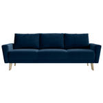 SCHLAFSOFA in Samt Dunkelblau  - Buchefarben/Dunkelblau, KONVENTIONELL, Holz/Textil (225/91/99cm) - Carryhome