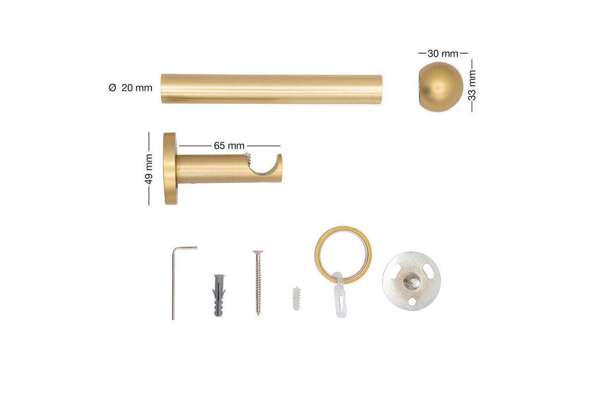 VORHANGSTANGENSET 400 cm  - Goldfarben, Basics, Metall (400cm)