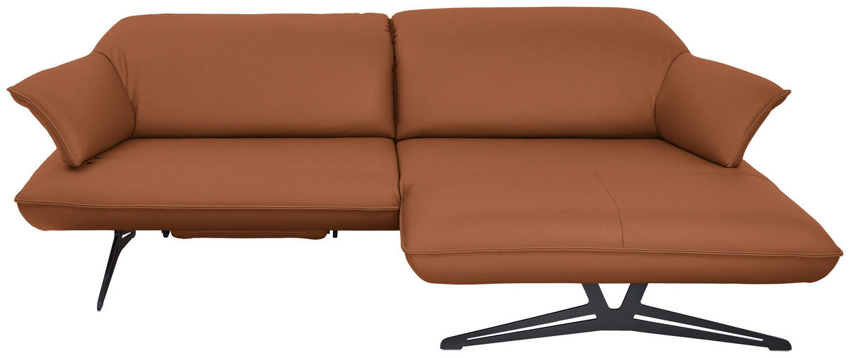 ECKSOFA in Echtleder Cognac  - Cognac/Beige, Design, Leder/Metall (252/169cm) - Koinor