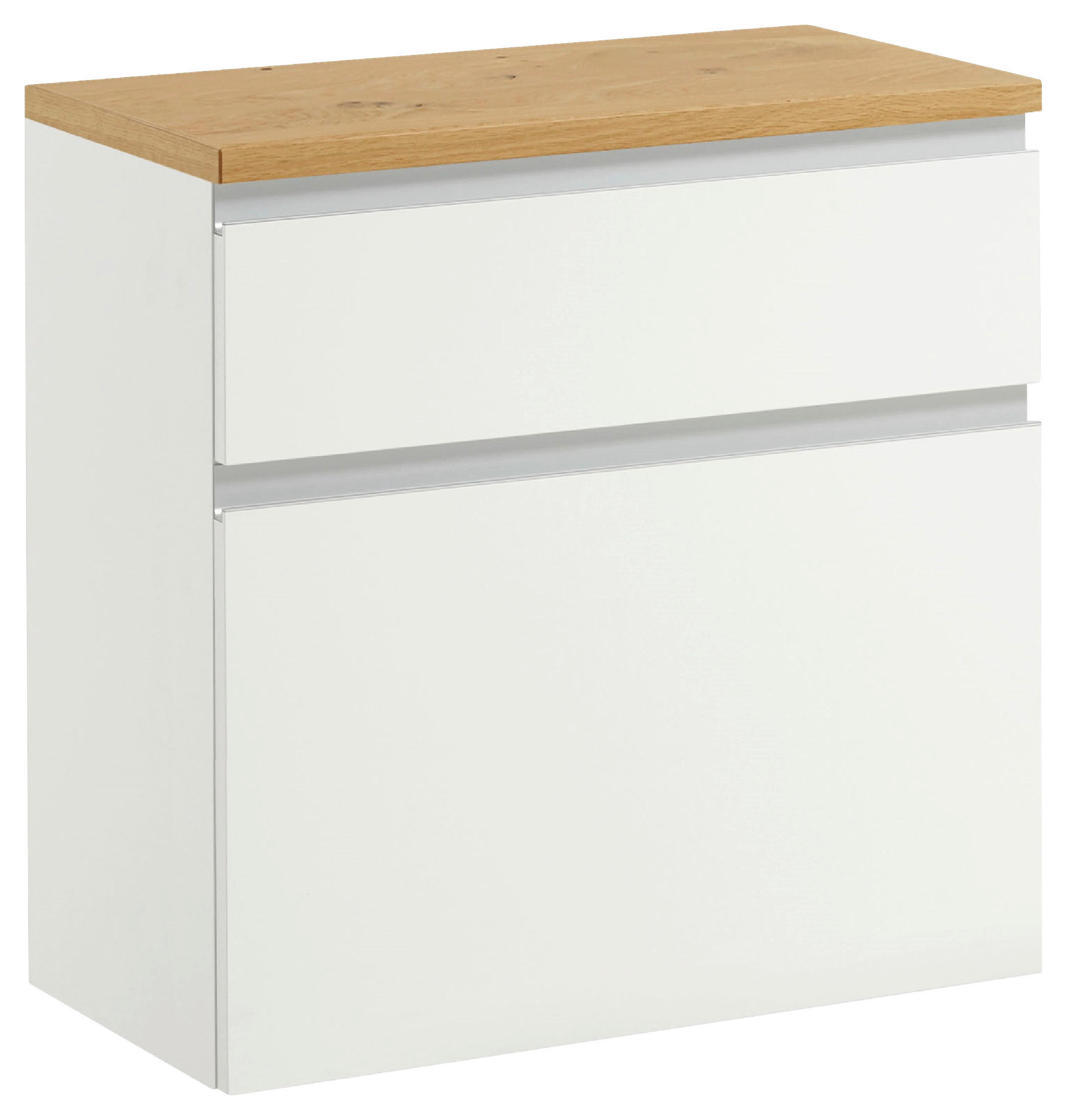 HÄNGESCHUHSCHRANK Balkeneiche furniert Silberfarben, Weiß, Eichefarben - Eichefarben/Silberfarben, Design, Holz/Holzwerkstoff (60/61/31cm)