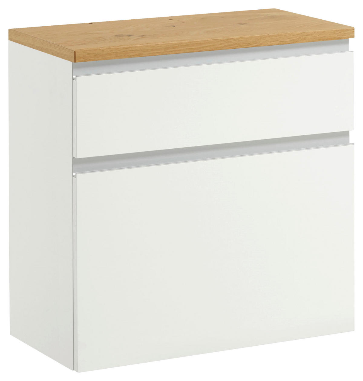 HÄNGESCHUHSCHRANK Balkeneiche furniert Silberfarben, Weiß, Eichefarben  - Eichefarben/Silberfarben, Design, Holz/Holzwerkstoff (60/61/31cm)