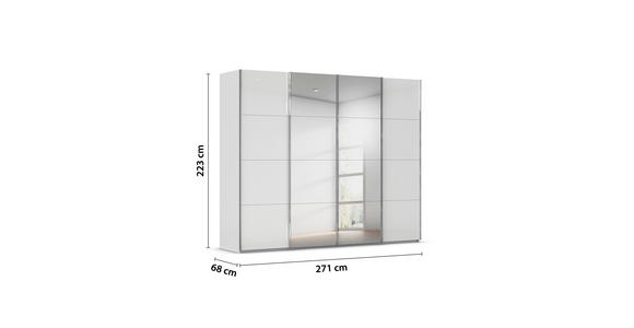 SCHWEBETÜRENSCHRANK 271/223/68 cm 4-türig Grau, Weiß - Chromfarben/Weiß, Design, Glas/Holzwerkstoff (271/223/68cm) - Novel
