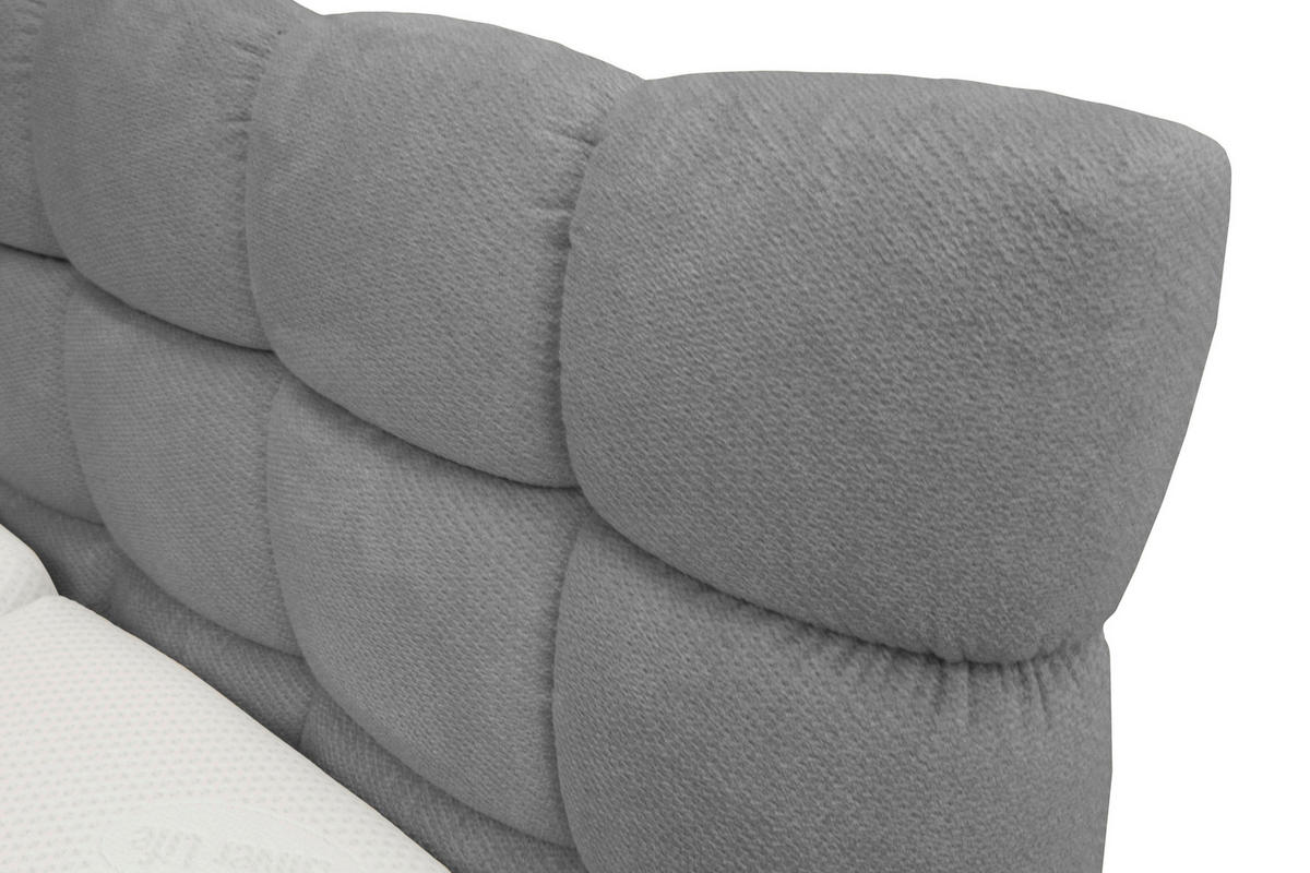 BOXBETT 140/200 cm,  in Grau, Bettkasten, Topper, H3 + H3 = fest  - Schwarz/Grau, Trend, Textil/Metall (140/200cm) - Esposa