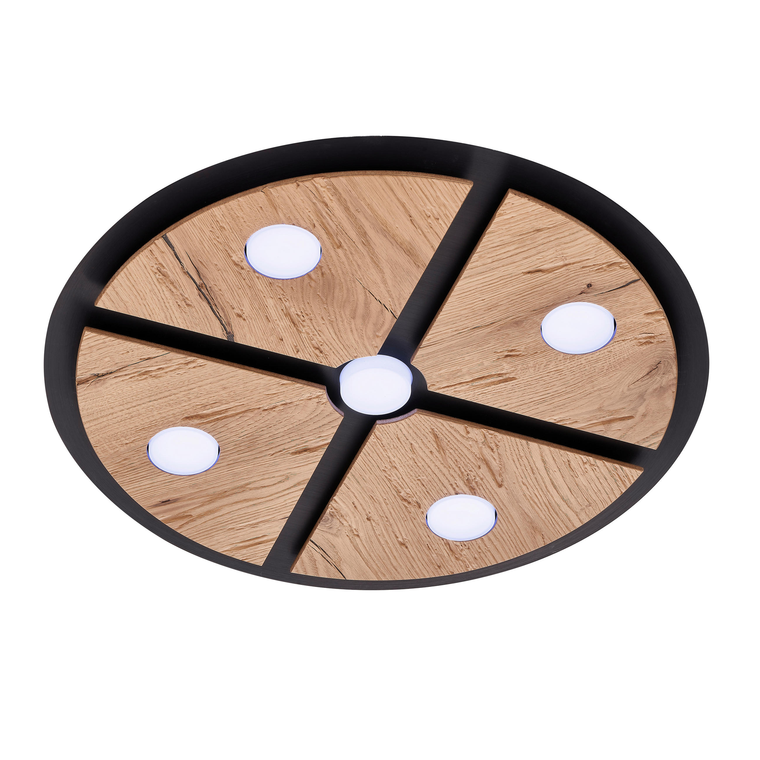 LED-DECKENLEUCHTE Rota 60/6,5 cm  - Eichefarben/Schwarz, Design, Holz/Metall (60/6,5cm) - Grossmann