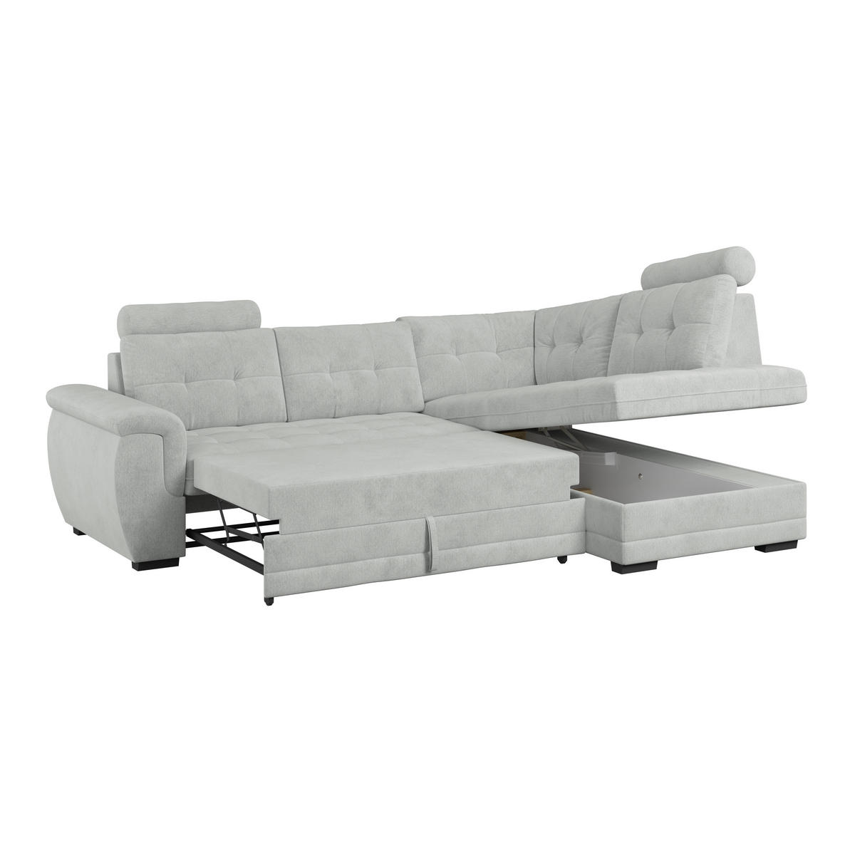 ECKSOFA  Mikrofaser, Struktur Grauweiss  - Schwarz/Grauweiss, Konventionell, Kunststoff/Textil (251/183cm) - MID.YOU
