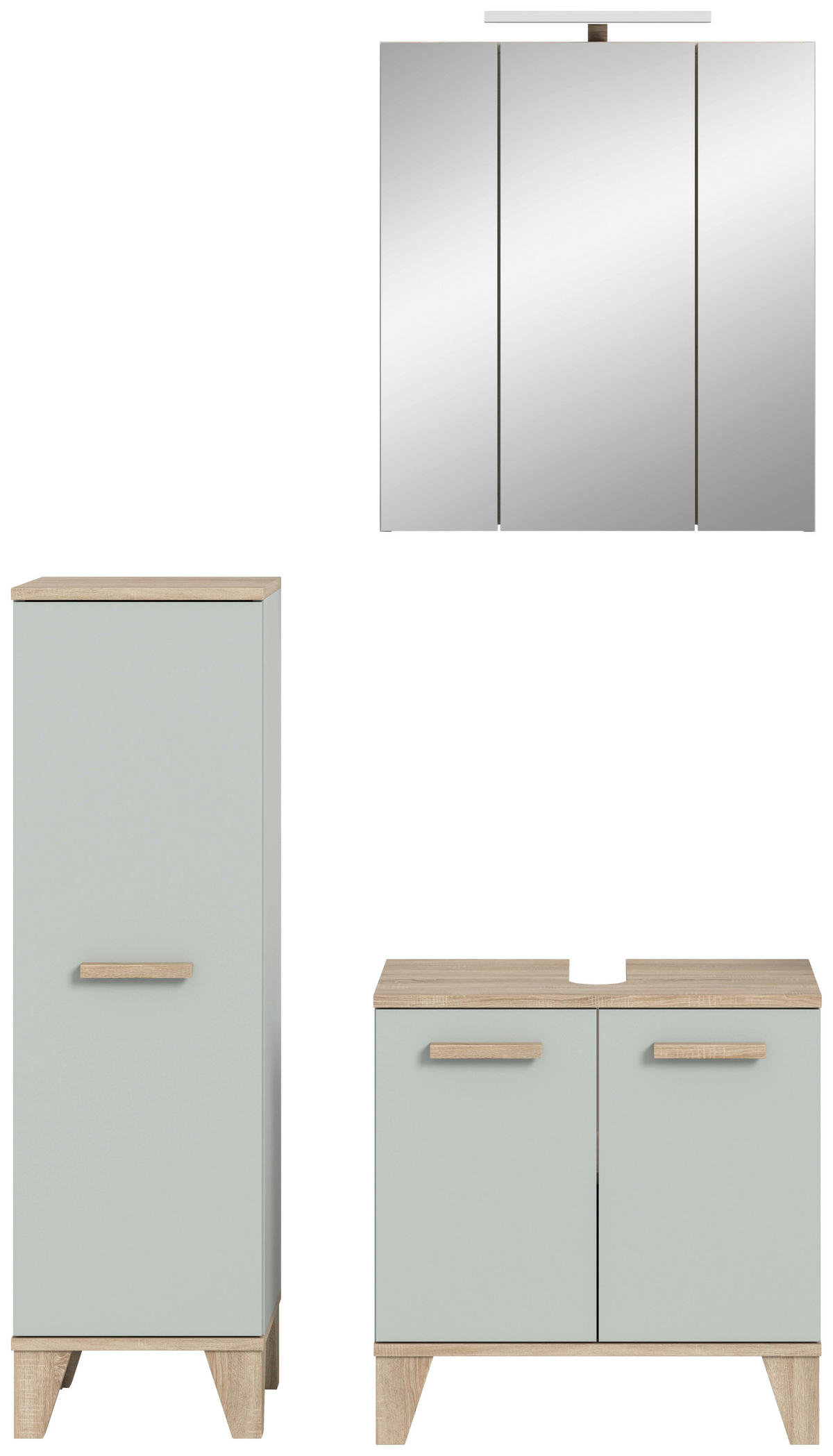 BADEZIMMER 4-teilig 94 cm  - Eiche San Remo/Graugrün, Modern, Holzwerkstoff/Kunststoff (94cm) - MID.YOU