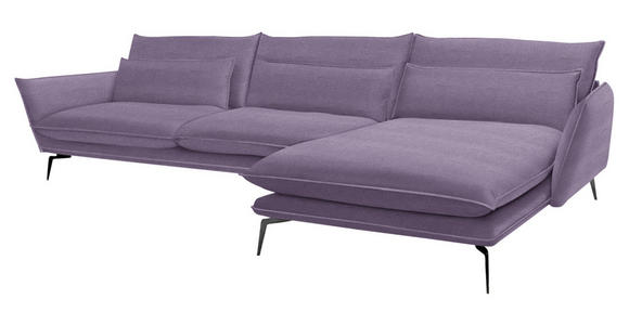 ECKSOFA in Webstoff Violett  - Violett/Schwarz, Design, Textil/Metall (338/165cm) - Hom`in