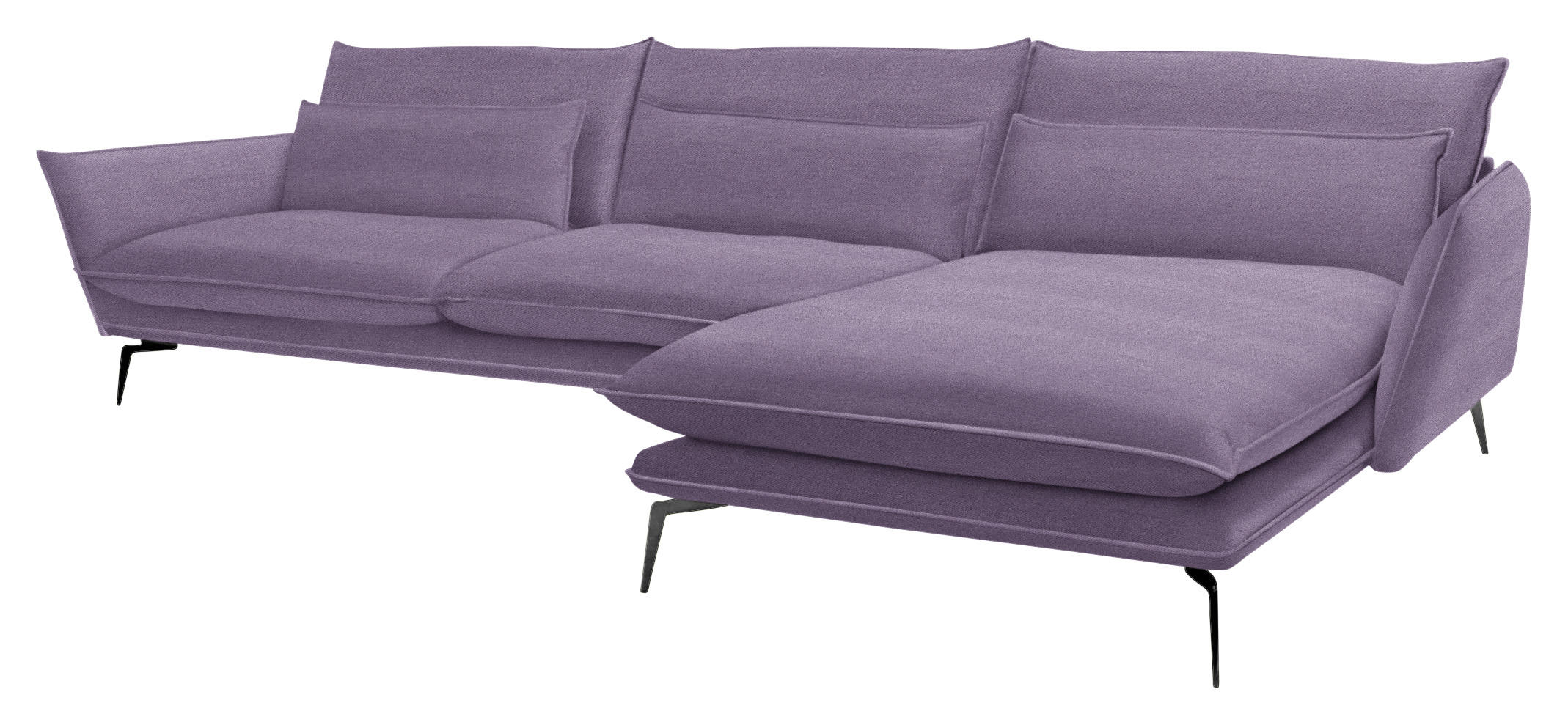 ECKSOFA Violett Webstoff  - Violett/Schwarz, Design, Textil/Metall (338/165cm) - Livetastic