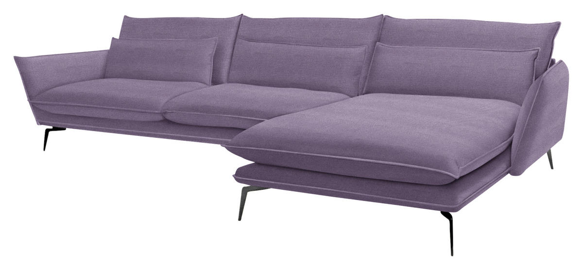ECKSOFA Violett Webstoff  - Violett/Schwarz, Design, Textil/Metall (338/165cm) - Livetastic