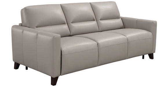 SCHLAFSOFA  in Echtleder Hellgrau  - Eiche dunkel/Hellgrau, Design, Leder/Holz (206/89/97cm) - Novel