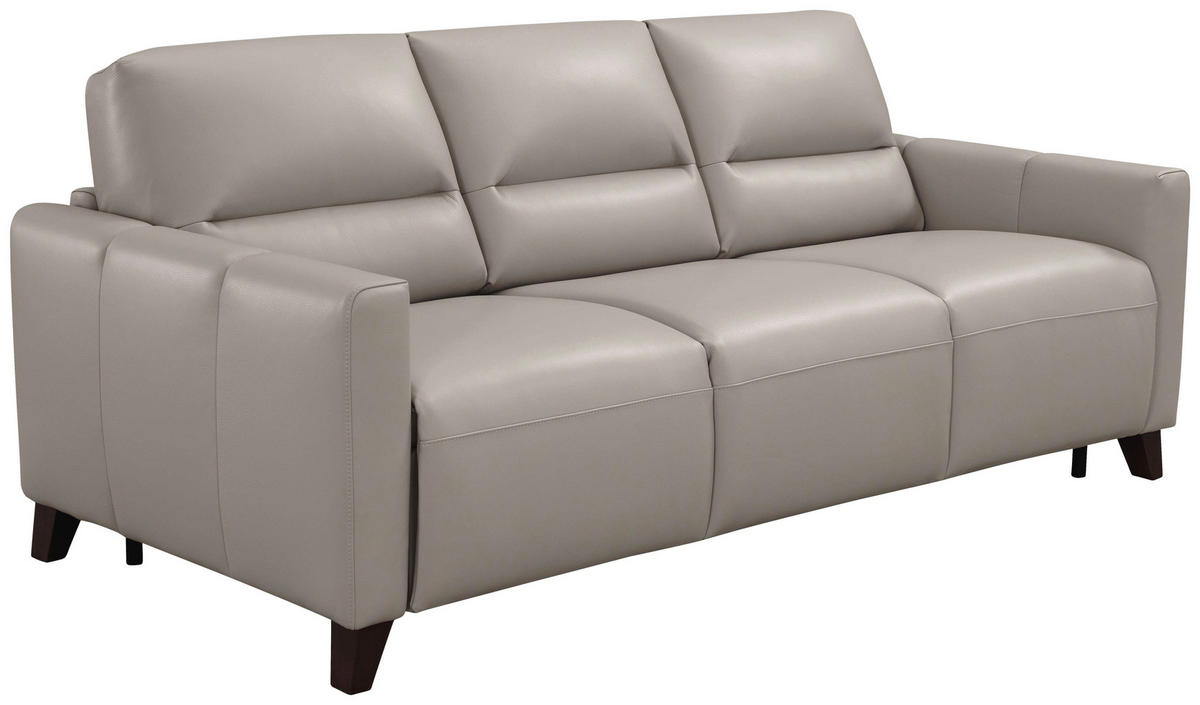 SCHLAFSOFA Hellgrau Echtleder  - Eiche dunkel/Hellgrau, Design, Leder/Holz (206/89/97cm) - Novel