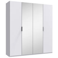 FALTTÜRENSCHRANK 200/216/58 cm 4-türig Weiß  - Schwarz/Weiß, Design, Glas/Holzwerkstoff (200/216/58cm) - Boxxx