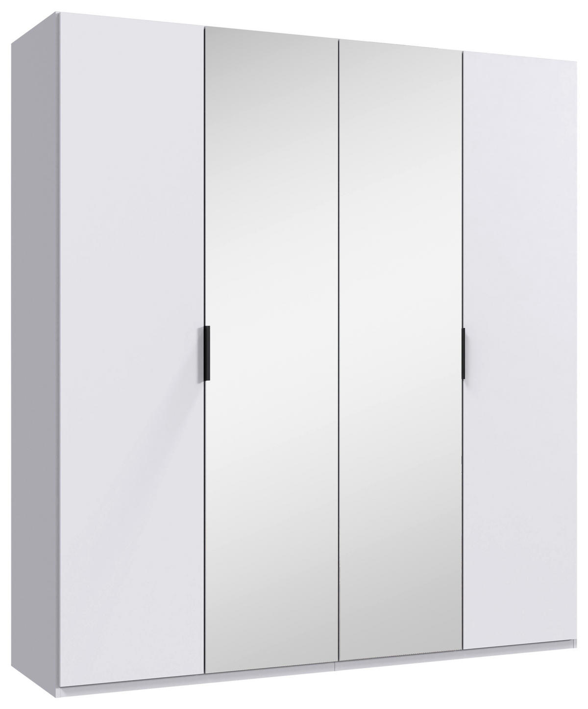 FALTTÜRENSCHRANK 200/216/58 cm 4-türig Weiß  - Schwarz/Weiß, Design, Glas/Holzwerkstoff (200/216/58cm) - Boxxx