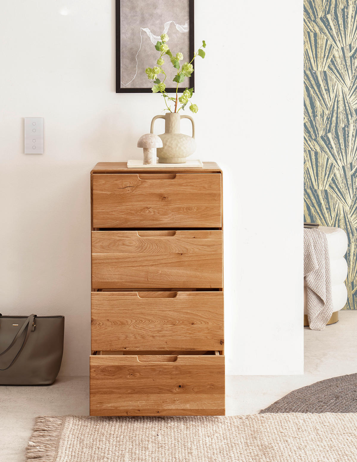 KOMMODE , 51/91/40 cm, 4 Schublade(n)  - Wildeiche, Design, Holz (51/91/40cm) - Livetastic