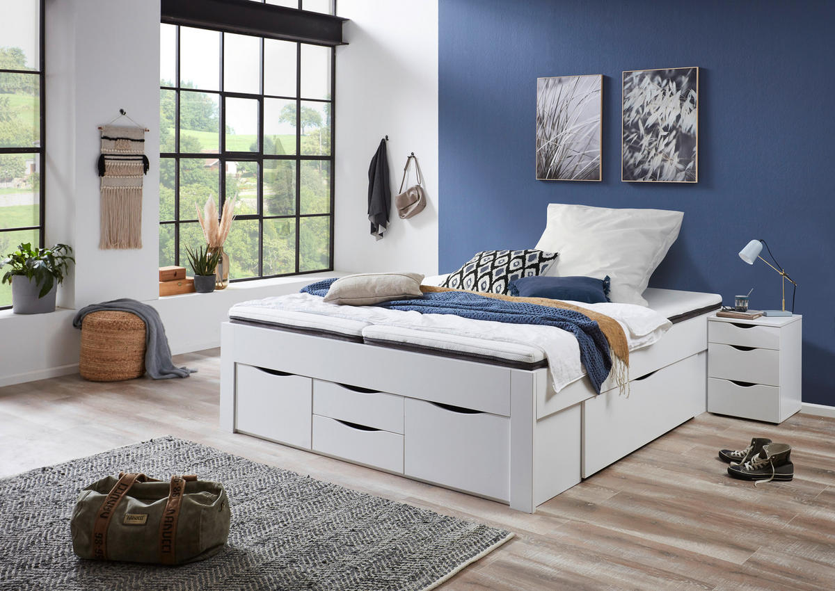 STAURAUMBETT 180/200 cm  in Weiß  - Weiß, KONVENTIONELL, Holzwerkstoff (180/200cm) - Boxxx