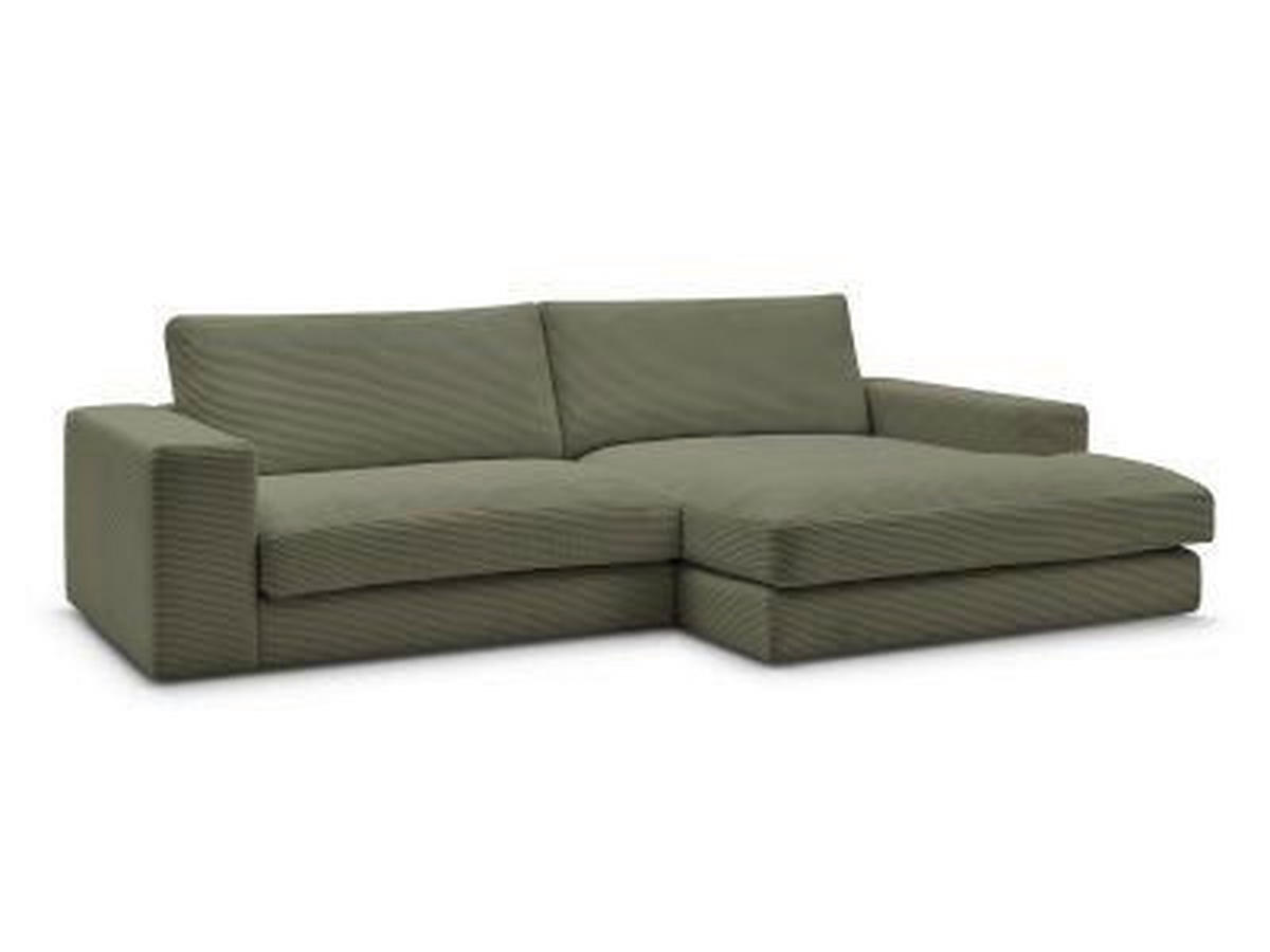 ECKSOFA  LEONARD Hellgrün Cord  - Schwarz/Hellgrün, MODERN, Kunststoff/Textil (274/159cm)