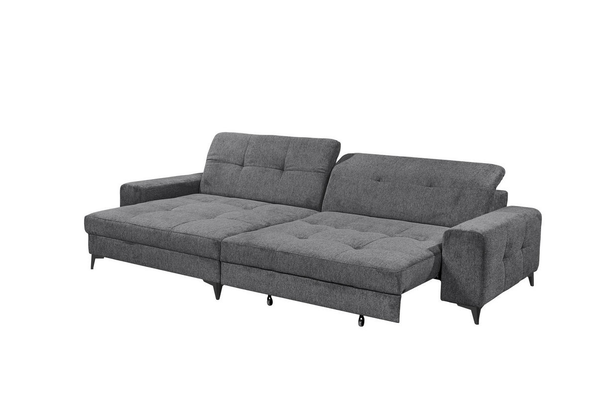 ECKSOFA SORELLA Anthrazit Mikrovelours Kopfteilverstellung, Sitztiefenverstellung  - Anthrazit/Schwarz, Design, Kunststoff/Textil (182/328cm) - MID.YOU