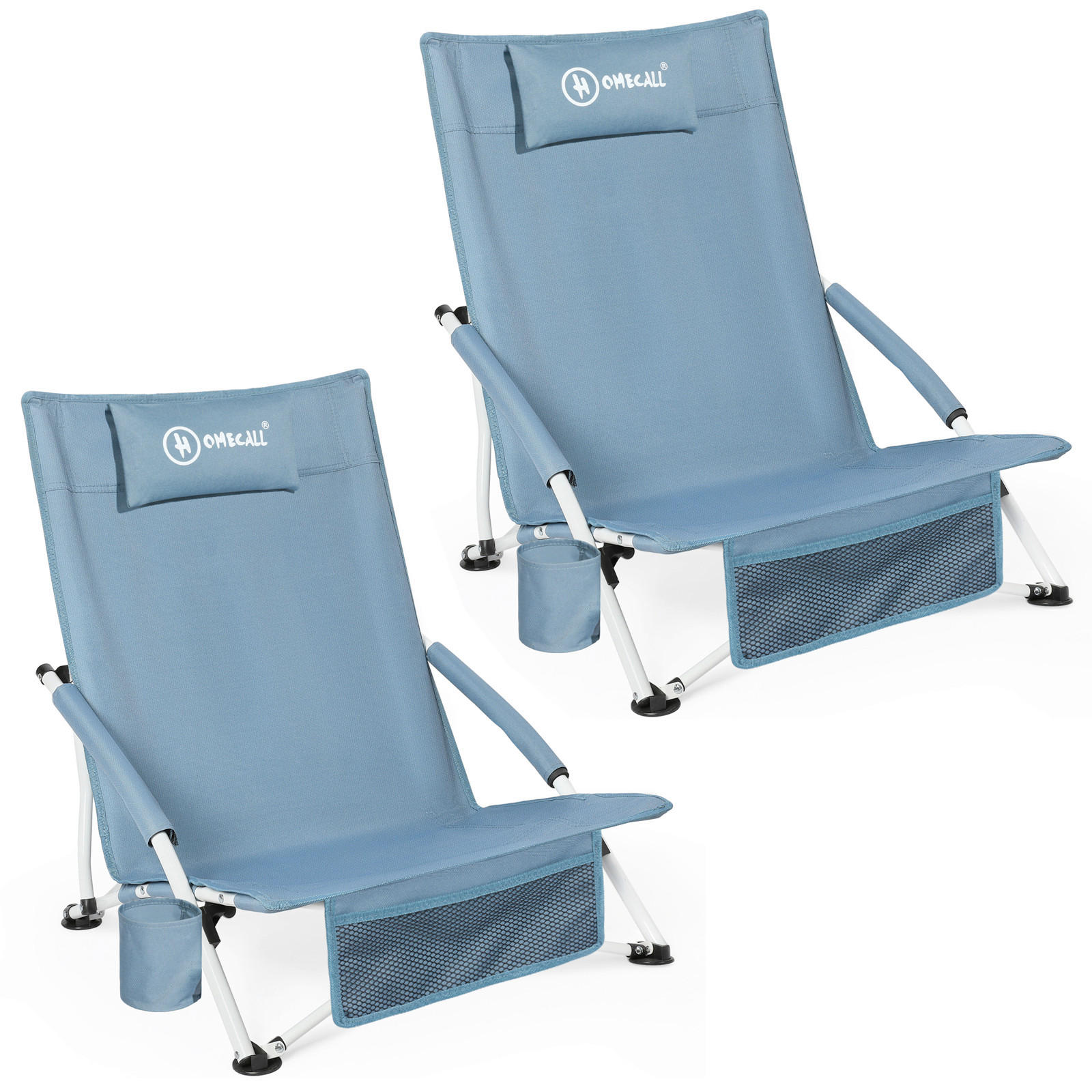 STRANDSTUHL-SET Stahl Blau  - Blau, Basics, Textil/Metall (55/60/65cm) - Modante