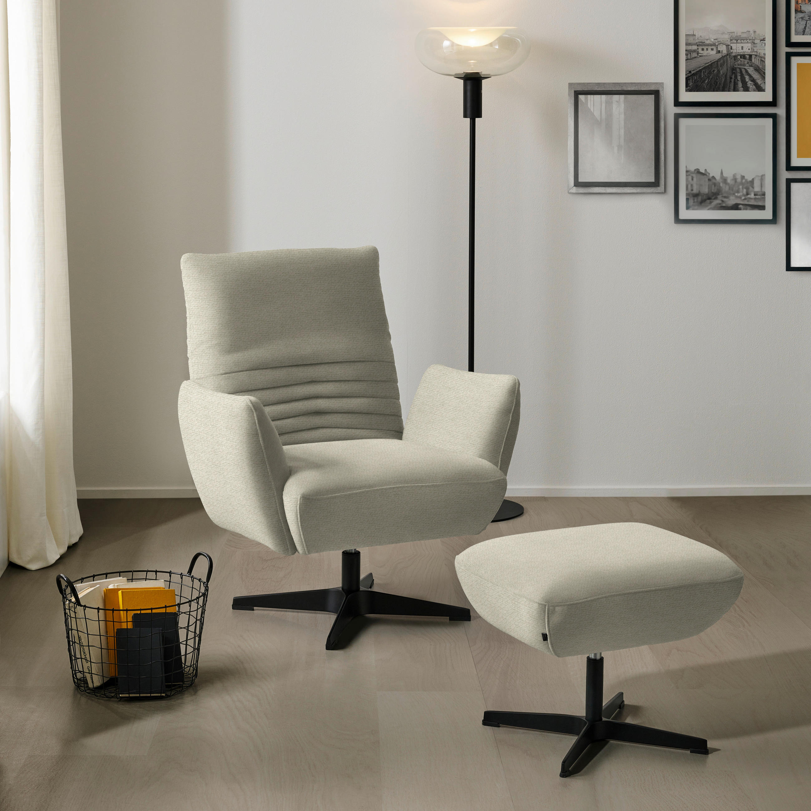 SESSEL in Chenille Beige  - Beige/Schwarz, Design, Textil/Metall (60/94/86cm) - Dieter Knoll
