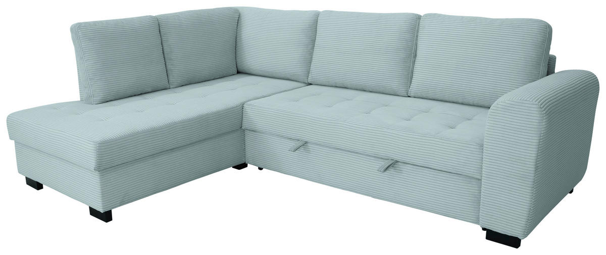 ECKSOFA JOHN Grasgrün Cord Rückenkissen, Bettkasten, Liegefläche im Originalstoff  - Schwarz/Grasgrün, Trend, Kunststoff/Textil (178/239cm) - P & B