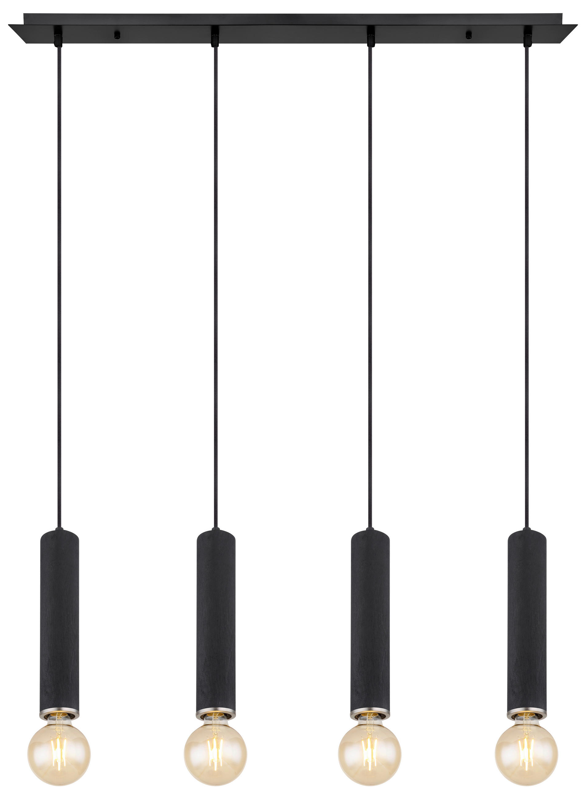 HÄNGLAMPA Marion 93/10/120 cm  - nickelfärgad/svart, Basics, metall/trä (93/10/120cm) - Globo