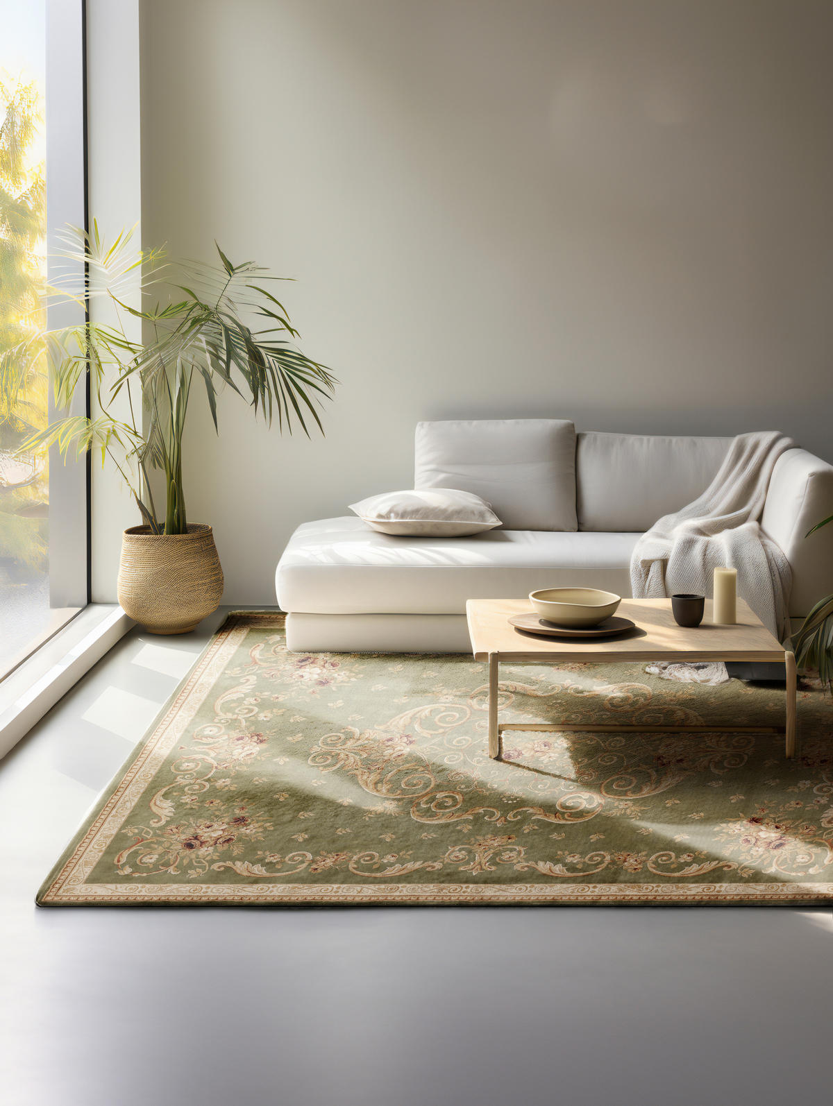 VINTAGE-TEPPICH 80/120 cm Herat Creme, Olivgrün  - Creme/Olivgrün, Basics, Kunststoff/Textil (80/120cm)