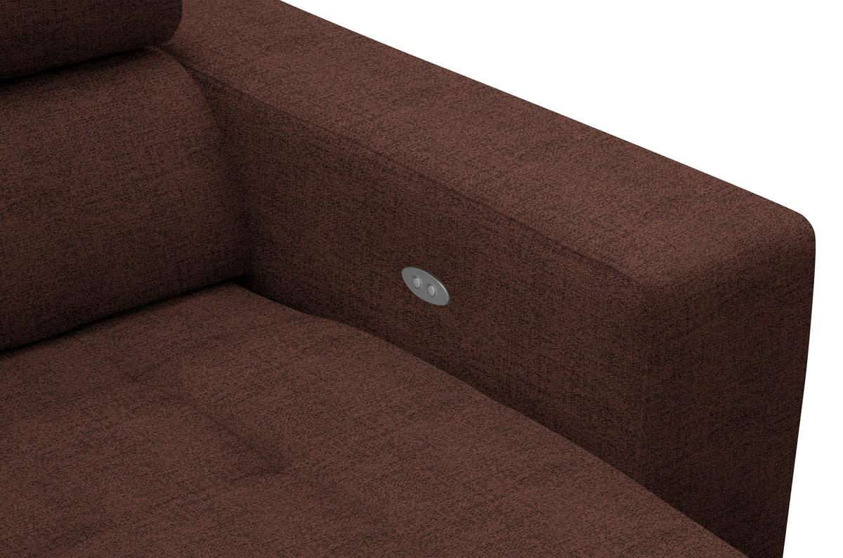 ECKSOFA in Chenille Rotbraun  - Chromfarben/Rotbraun, Design, Textil (207/301cm) - Xora