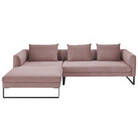 ECKSOFA Feincord Altrosa  - Schwarz/Altrosa, Konventionell, Textil/Metall (178/284cm) - Hom`in