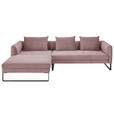 ECKSOFA Altrosa Feincord Rückenkissen, Rücken echt  - Schwarz/Altrosa, KONVENTIONELL, Textil/Metall (178/284cm) - Hom`in