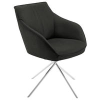 ARMLEHNSTUHL Nickel Flachgewebe  - Edelstahlfarben/Anthrazit, Design, Textil/Metall (60/84/67cm) - Koinor
