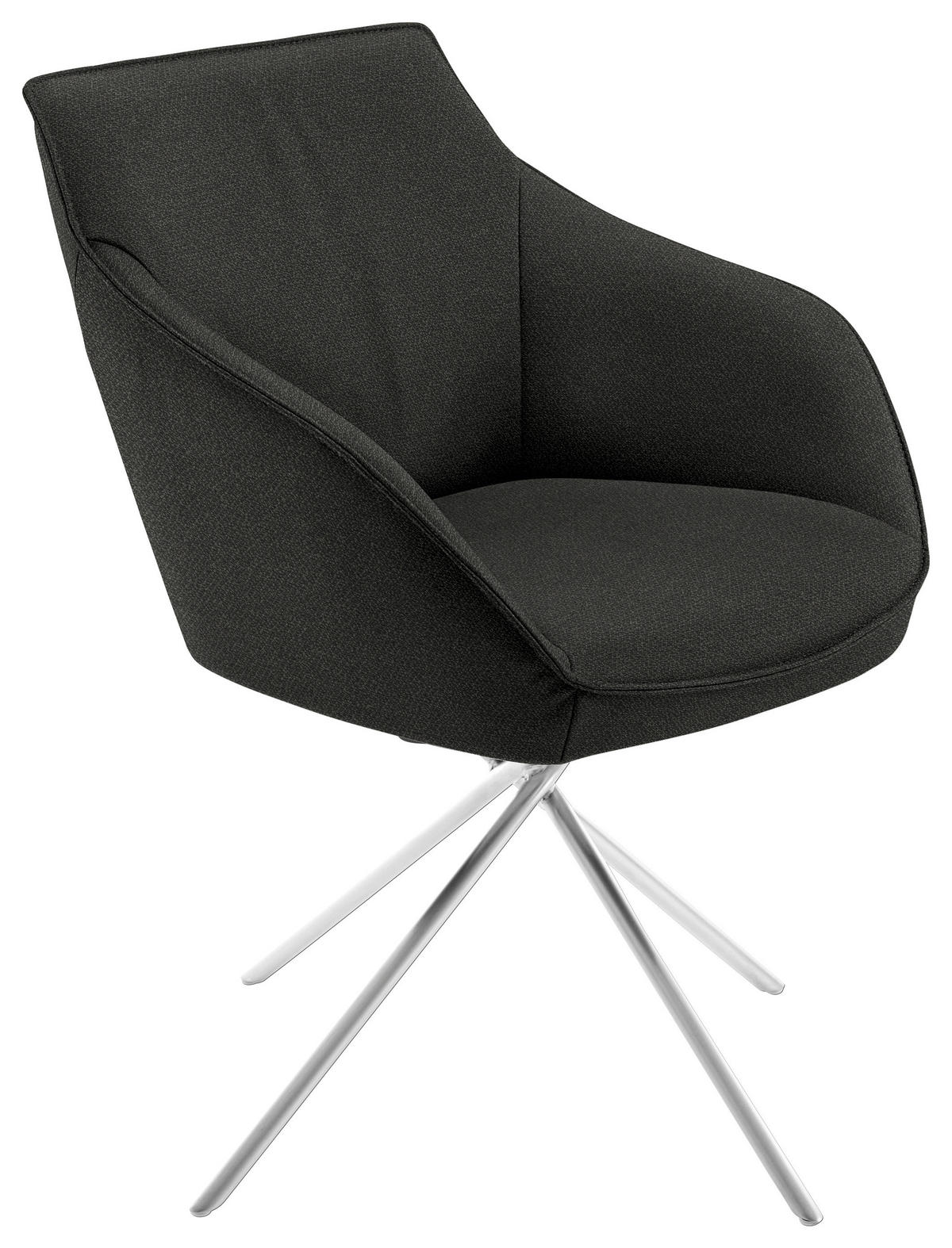 ARMLEHNSTUHL Nickel Flachgewebe  - Edelstahlfarben/Anthrazit, Design, Textil/Metall (60/84/67cm) - Koinor