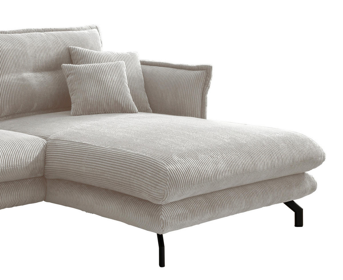 ECKSOFA in Cord Silberfarben  - Silberfarben/Schwarz, Modern, Textil/Metall (255/180cm) - Livetastic
