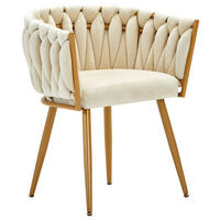 STOLIČKA S PODRÚČKAMI, zamat, béžová - zlatá/béžová, Lifestyle, kov/textil (60/78/55cm) - Ambia Home