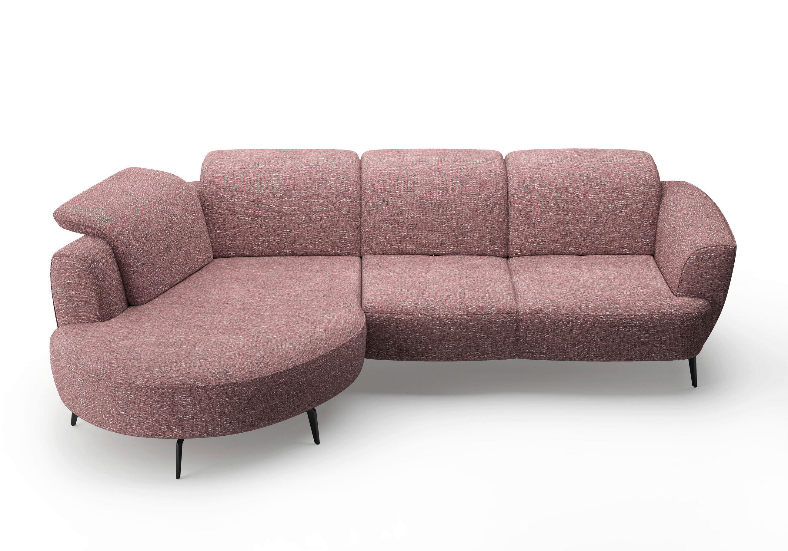 ECKSOFA ZOE E Aubergine Chenille  - Aubergine/Schwarz, KONVENTIONELL, Textil/Metall (199/309cm) - Sit & More