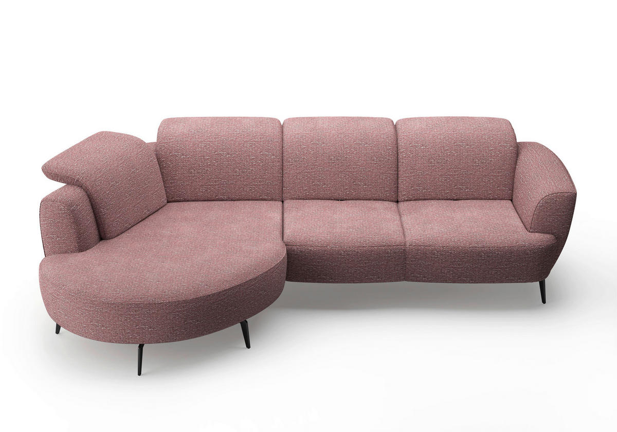 ECKSOFA ZOE E Aubergine Chenille  - Aubergine/Schwarz, KONVENTIONELL, Textil/Metall (199/309cm) - Sit & More