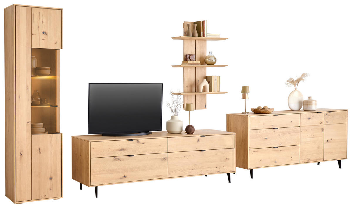 SIDEBOARD Eichefarben  182,6/83,1/42 cm  - Eichefarben/Schwarz, Natur, Holz/Holzwerkstoff (182,6/83,1/42cm) - Cantus