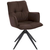 ARMLEHNSTUHL drehbar  in Eisen Echtleder pigmentiert  - Dunkelbraun, Design, Leder/Metall (59/89/63cm) - Dieter Knoll